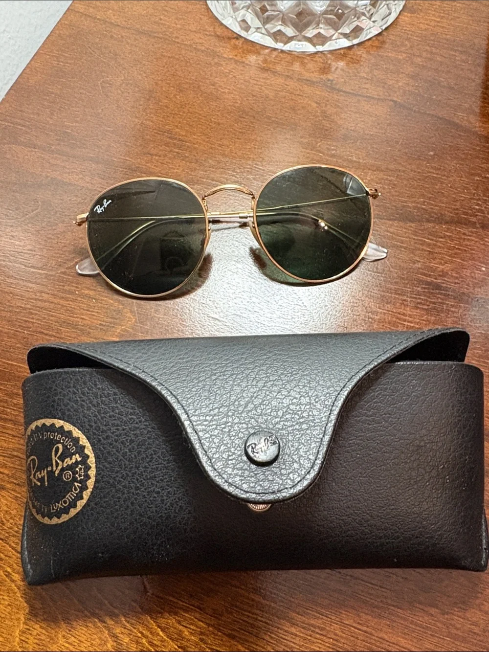 Ray-Ban Gold Frame Sunglasses with Green Lenses